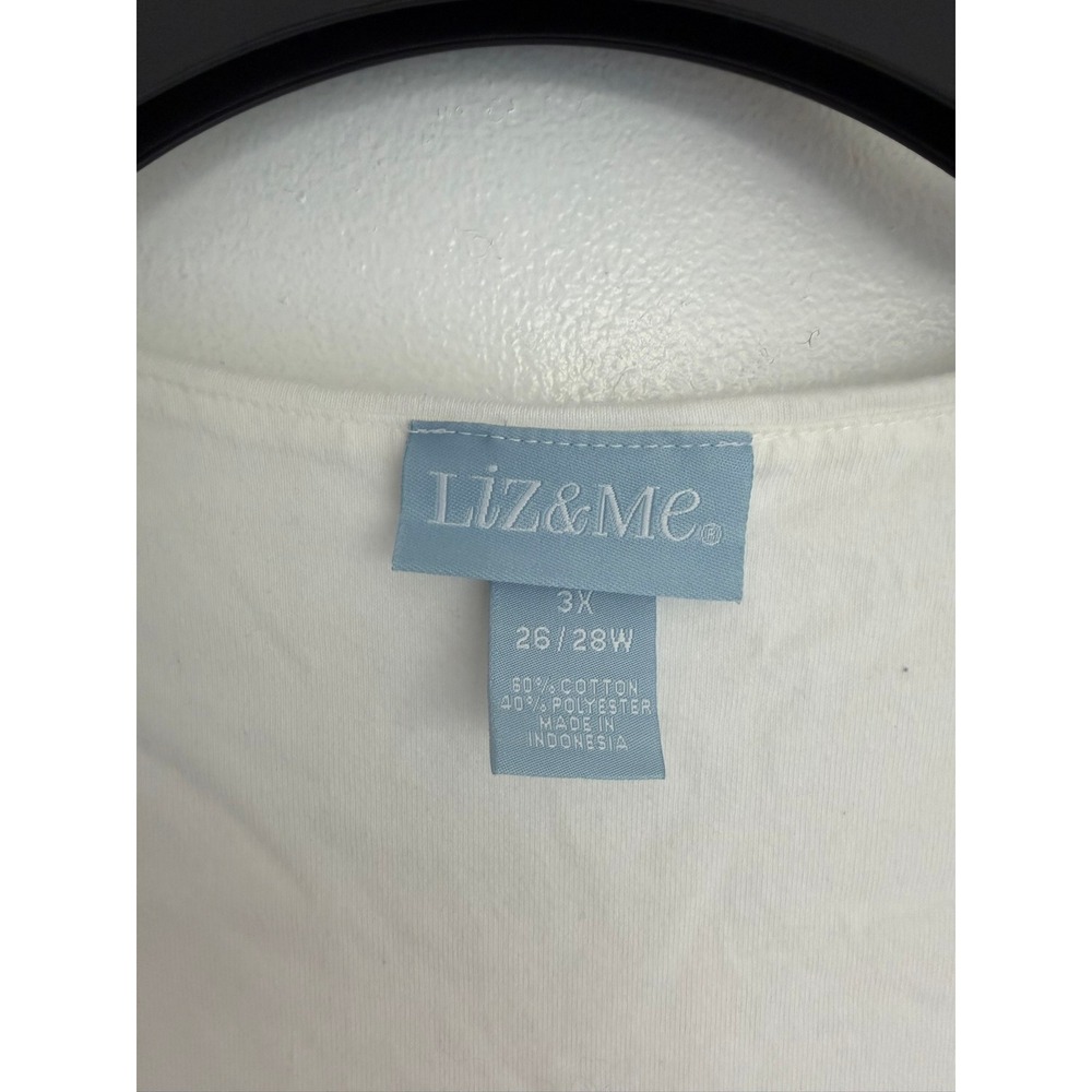 Liz & Me Womens 3X White Flip Flop Zip Front Tunic Top Short Sleeve Beach Summer - Picture 2 of 7